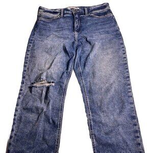 Whetherly Pierce High Rise Straight Leg Jeans Size 12/31 Blue Distressed…
